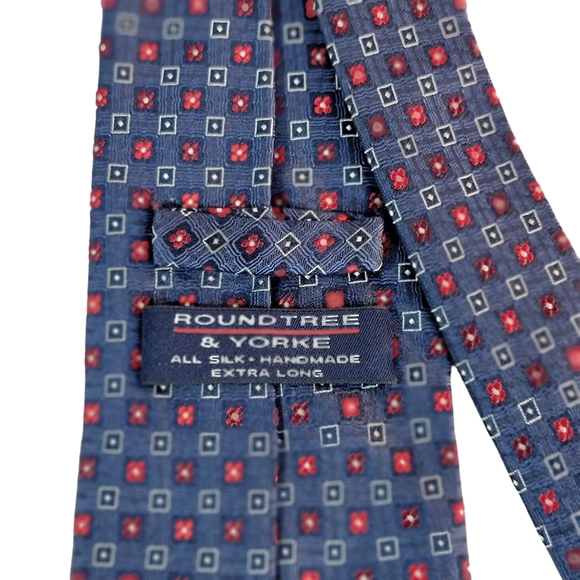 Roundtree & Yorke All Silk Handmade Extra Long Floral Men's Tie - Picture 7 of 11